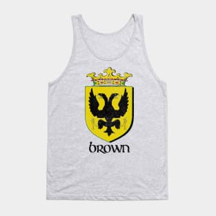 Brown Surname  / Faded Style Family Crest Coat Of Arms Design Tank Top